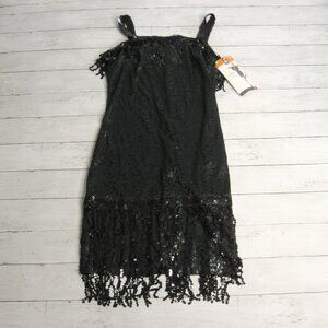 Women's Black Sequin Flapper Dress Halloween Costume Size M Roaring 20's Lot
